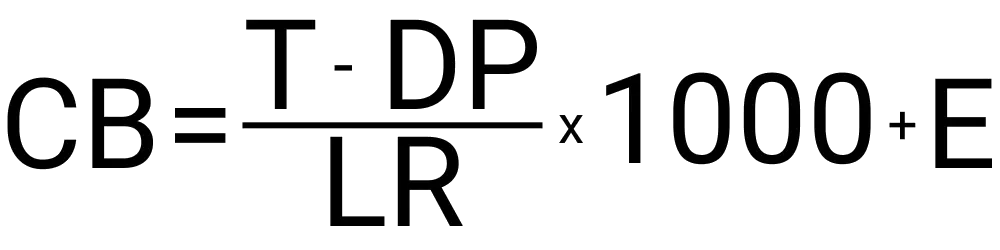 An image of the formula used to calculate the lowest point of a cloud, or cloud base.